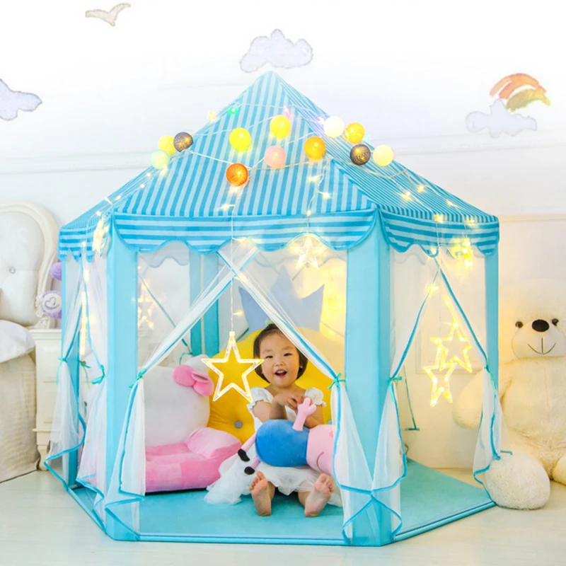 Baby Tent Portable Girls Castle Play House Light Mat Kids Outdoor Gifts Prince Princess Baby Toy Tent Folding House Bed Nets 2