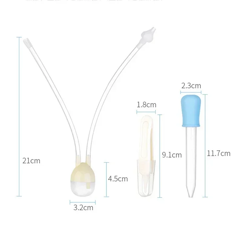 Safety Nose Cleaner Newborn Baby 3pcs/box Kids Vacuum Suction Nasal Aspirator Set Infants Medicine Dropper Accessories Baby Care