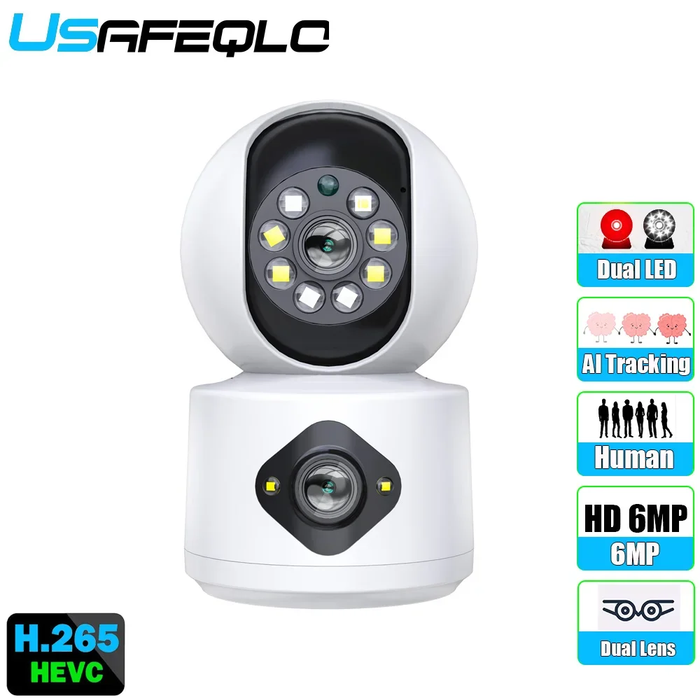 Baby Monitor 4Mp Dual Lens Wifi Camera Dual Screen Auto Tracking Ai Rilevamento Umano Indoor Home Secuiryt Cctv Videosorveglianza