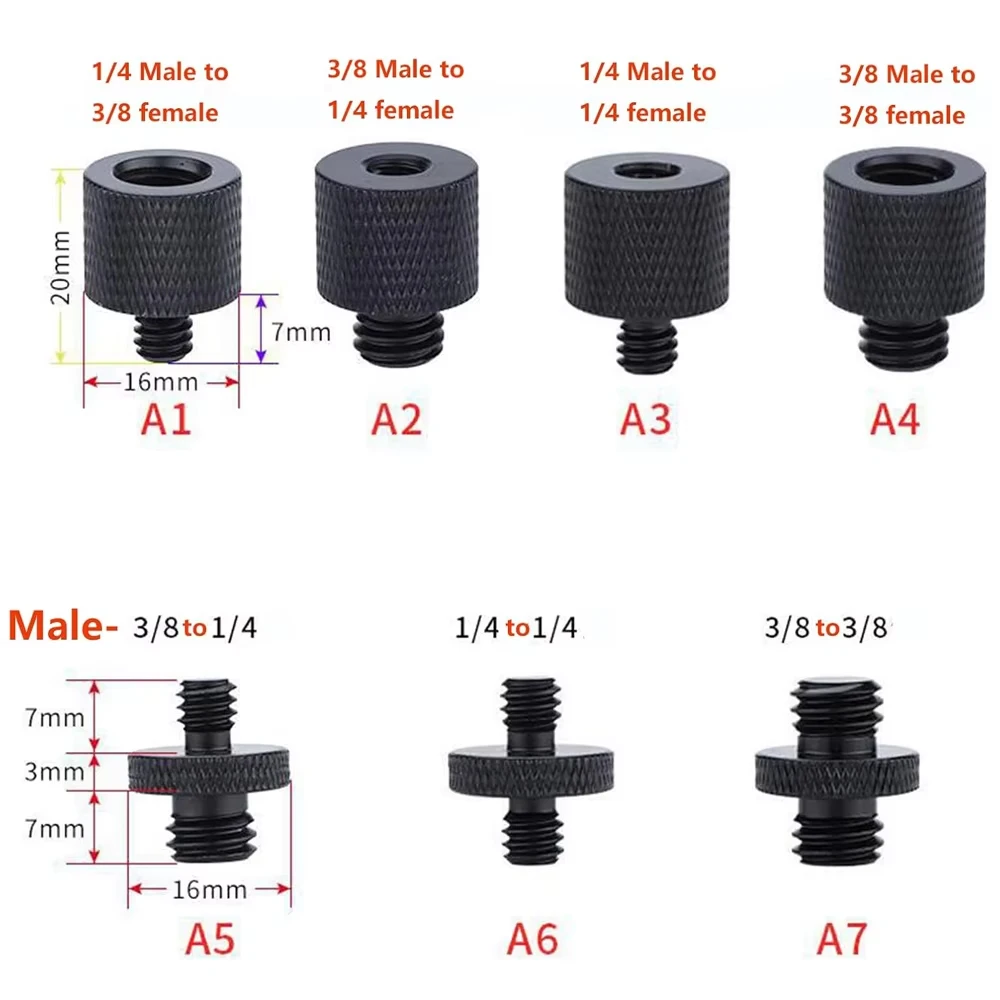 Camera Screw Adapter Mount Set for GoPro DJI Osmo insta360 SJCAM Tripod Microphone Flash Light 1/4 to 1/4 3/8 M6 M8 M5