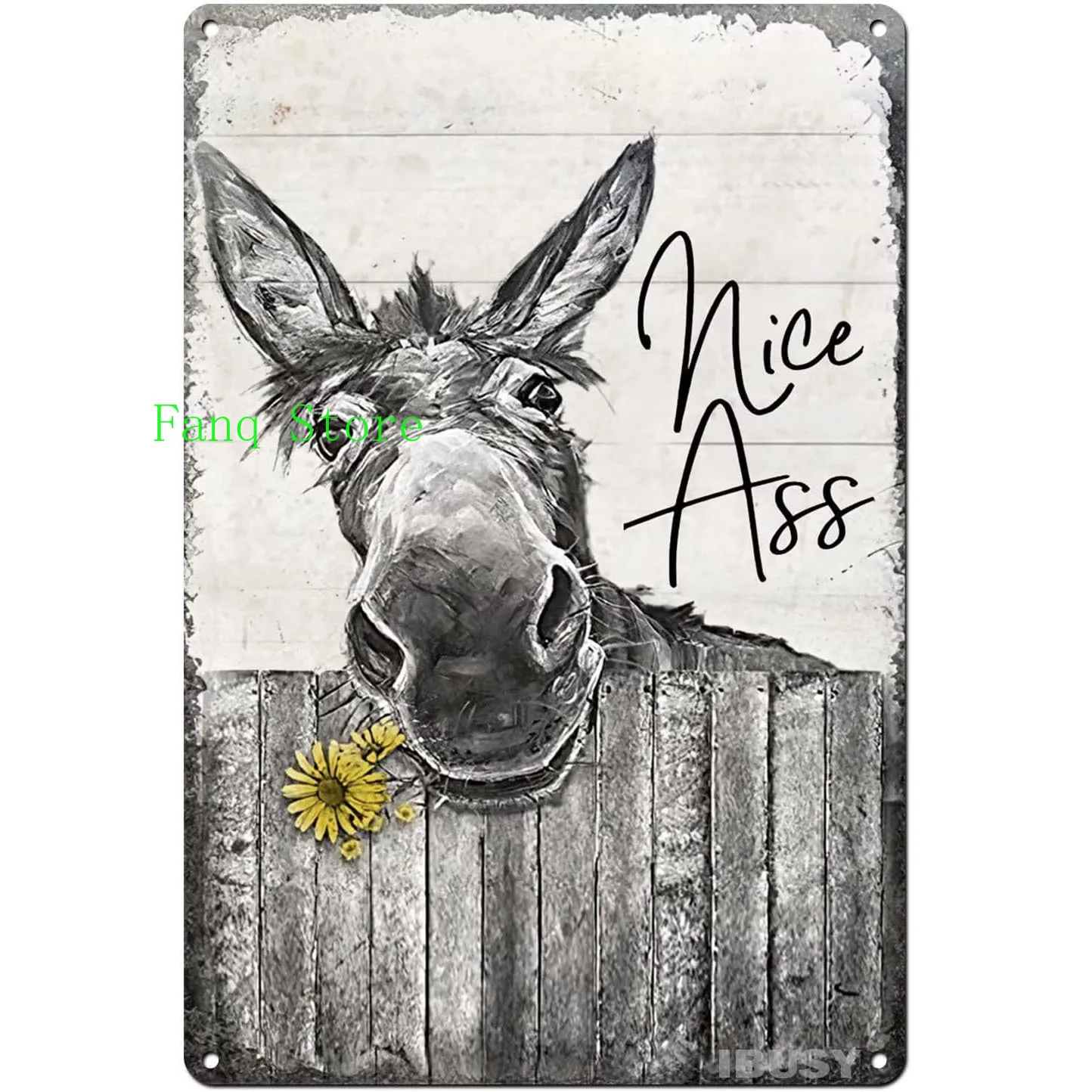 

Funny Vintage Donkey Tin Sign Nice Ass,For Donkey Lovers,Farmhouse Bathroom Sign Wall Art Posters Decor 8x12 Inch