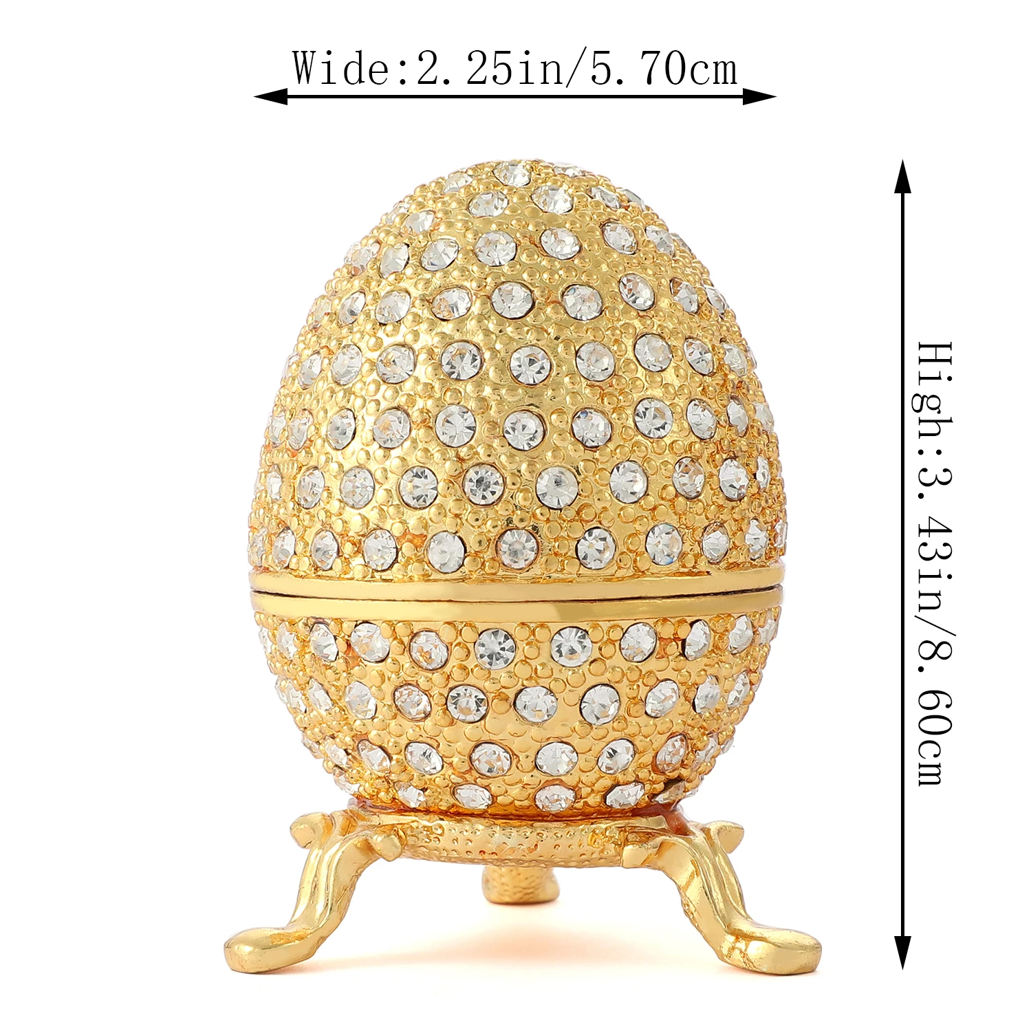 QIFU Metal Gold Easter Faberge Egg Crafts Trinket Box Home Decor