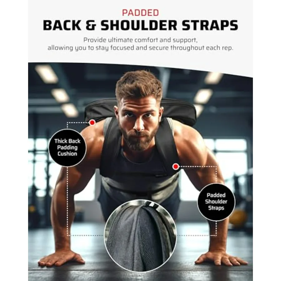 Weighted Backpack for Gym Weight Plate - for Pushups, Calf Raises, Squats, Wear on Back or Front, Fits Up to 17.5” Diameter, 2.5