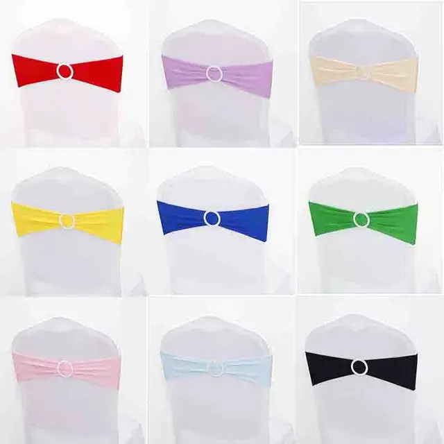 5 PCS Spandex Stretch Chair Sashes Bows for Wedding Reception Chair Cover Bands Banquet Party Hotel Event Decorations