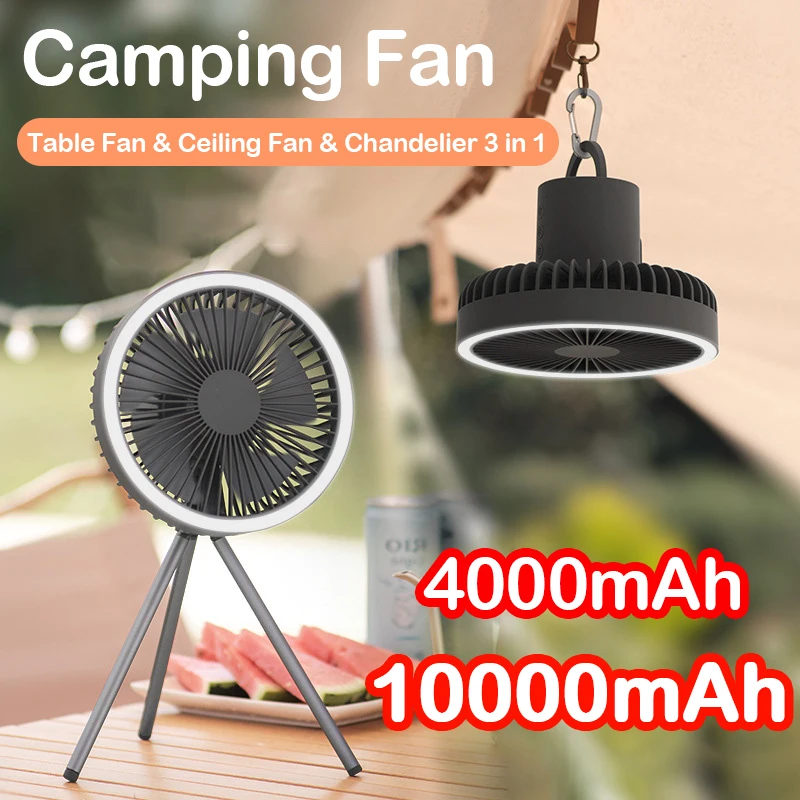 

Наружный походный вентилятор, перезаряжаемый Настольный портативный беспроводной Потолочный Электрический вентилятор с внешним аккумулятором светодиодный Lighting