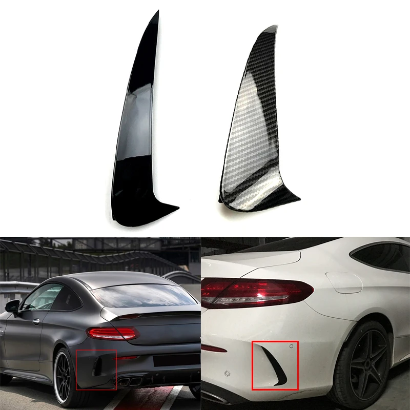 Rear Bumper Splitter Spoiler For Mercedes Benz C-Class Coupe C205 Amg 2 Doors Car Glossy Carbon Side Air Outlet Cover Vent Trim