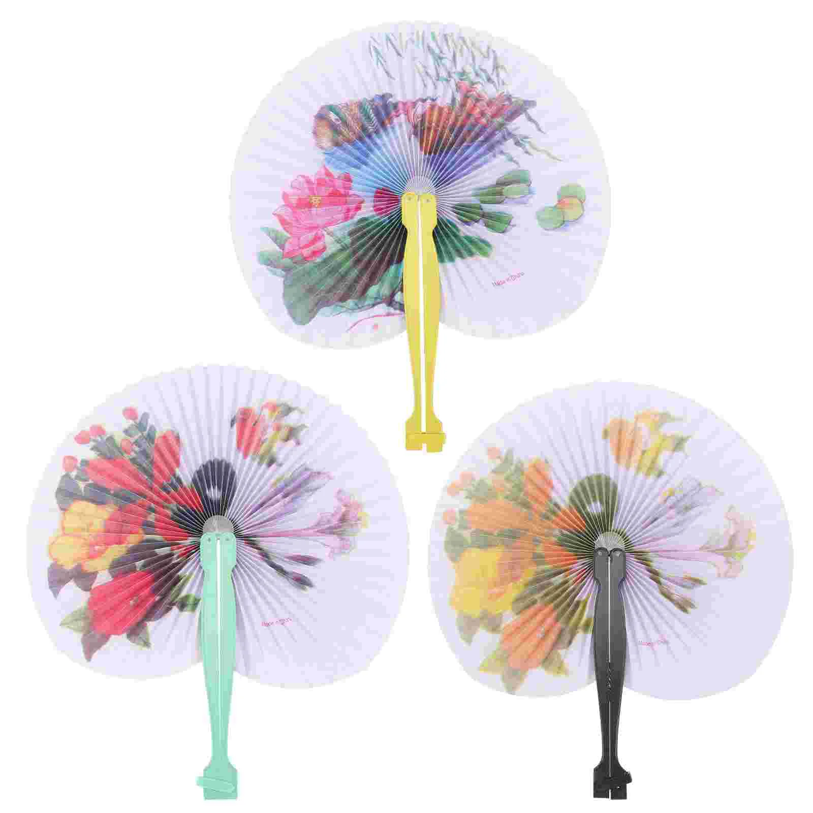 

3 Pcs Folding Small Fan Retro Hand Women Fans for Paper Vintage Dancing Handheld Bride