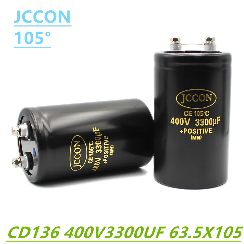 JCCON 400V3300UF  Aluminum Bolt screw Audio Filtering Electrolytic Capacitor 105 ℃ 63.5x105mm CD136 Inverter Elevator Capacitor