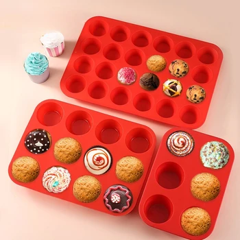 Silicone Round Mold 6/12/24 Holes Mini Muffin Cupcake 1