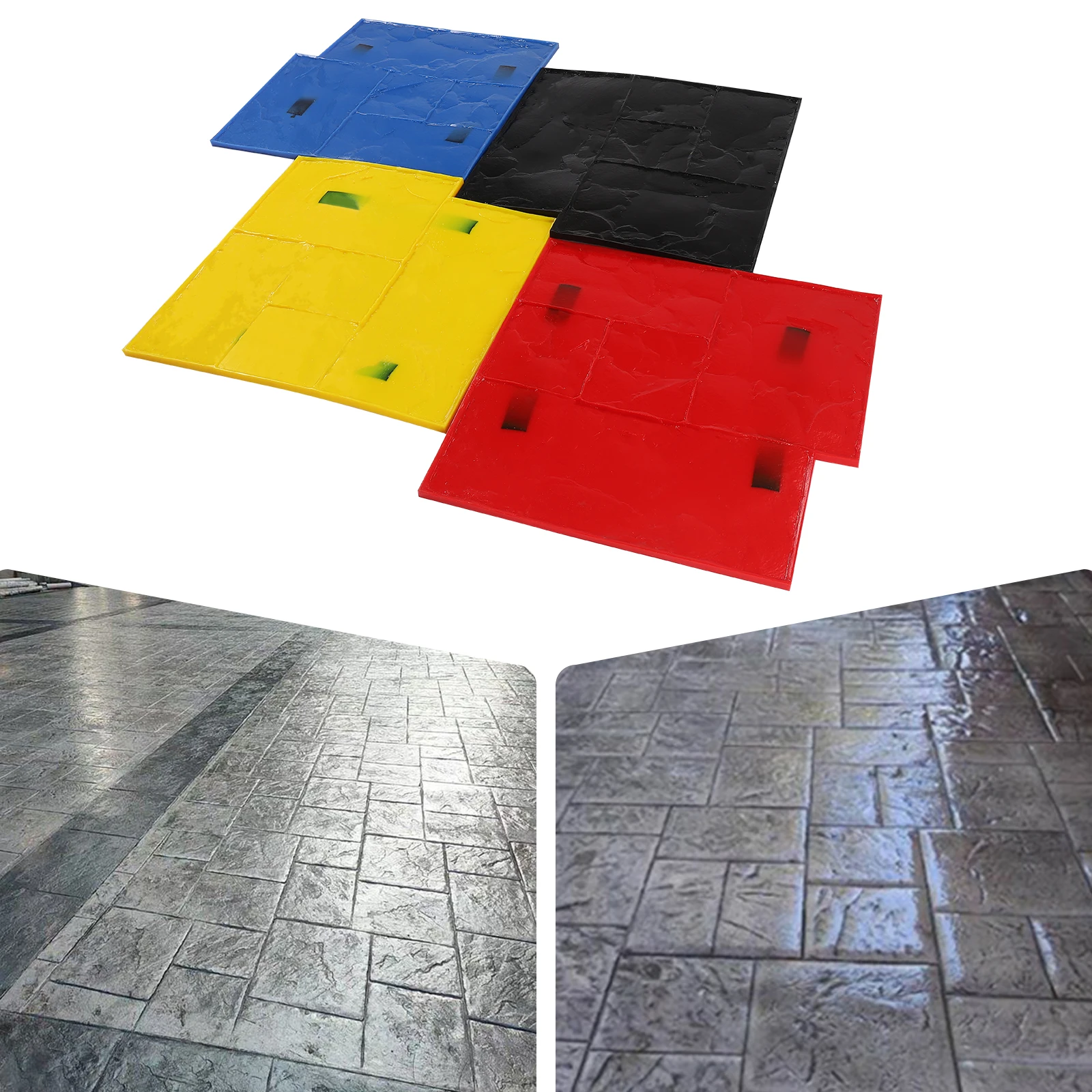 4 Pcs Concrete Texturing Skin Polyurethane Concrete Stamping Mats Set 24"x24" Texture Patterns Stamps For Walls Floors
