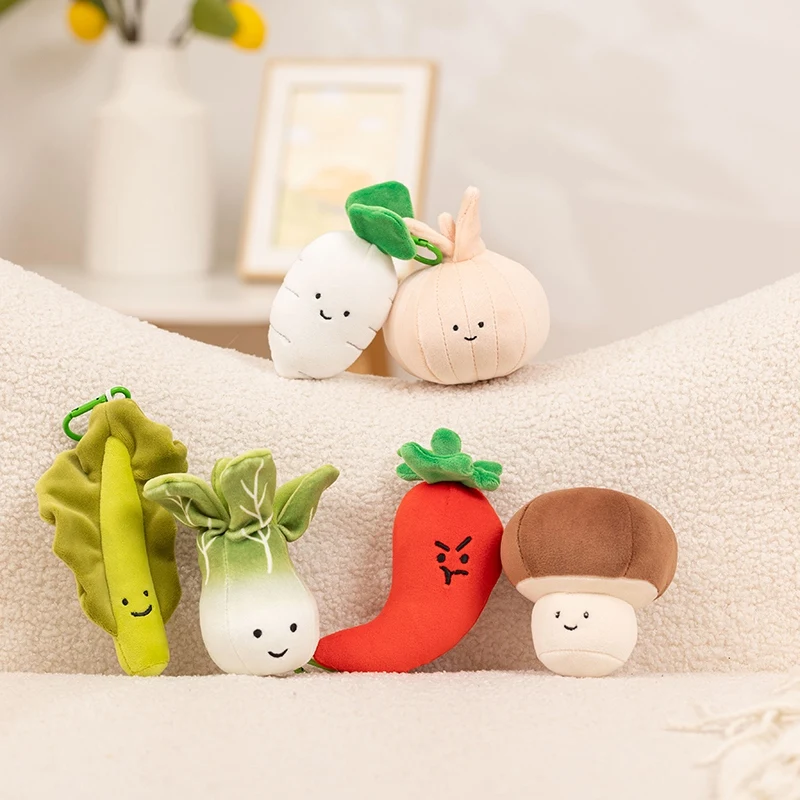 Kawaii Vegetable Plush Toys Cute Vegetables Pendant Onion Chili Mushroom Carrot Plush Pendant Keychain Toy