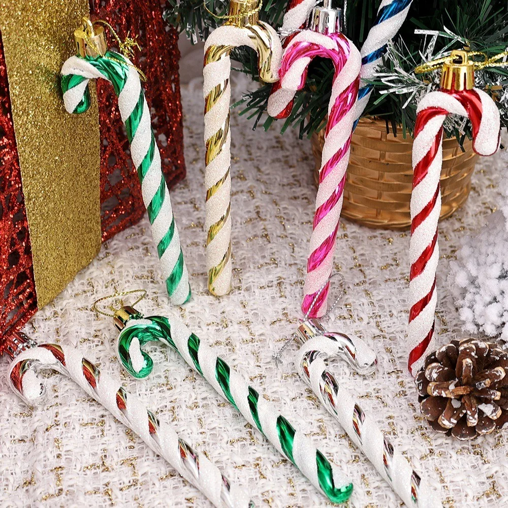 thumbnail image 1 of 6 piezas de adornos colgantes para árbol de Navidad con forma de bastón de caramelo, adornos de piruleta, colgantes para Navidad, invierno, Año Nuevo, suministros para fiestas en el hogar, 1 of 5