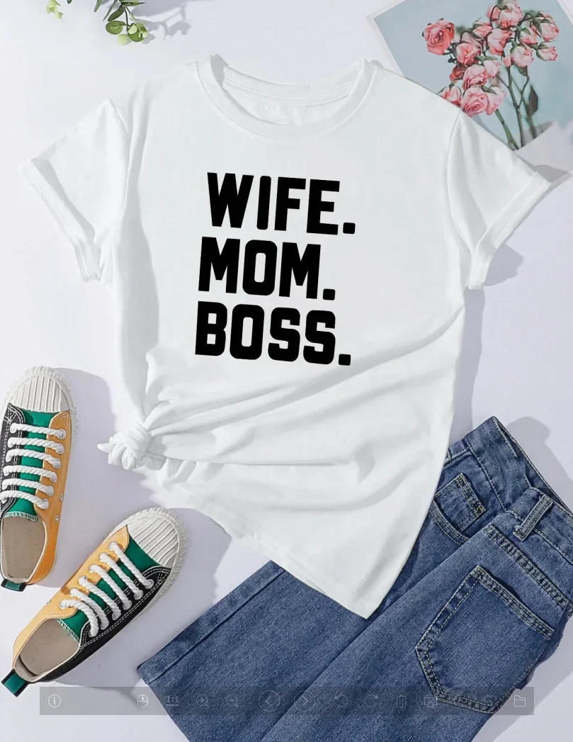 

2024 летняя модная женская футболка WIFEMOOMBOSS забавная модная трендовая женская футболка с коротким рукавом и надписью