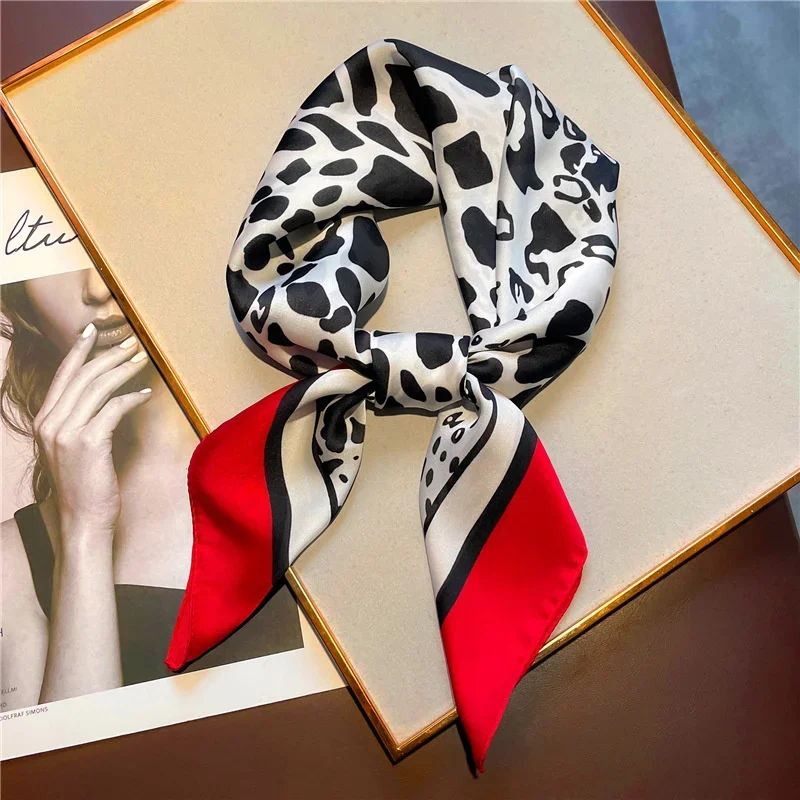 Fashion Women Silk Scarf Ladies Leopard Print Shawl Headband Small Hair Scarves Bandana Female Handkerchief Scarves 70Cm Square silk scarf,printed scarf,square scarf
