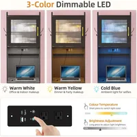 Gurexl 3-in-1 Vanity Desk with Human Sensor LED Lighting, Tall Makeup Vanity Set featuring 2 AC Outlets and USB-C Port 3