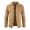European and American Men's Fashionable Pure Color Lapel Pocketed Slim-fit Long-sleeved Knitted Sweater for Winter. M-XXXL 3