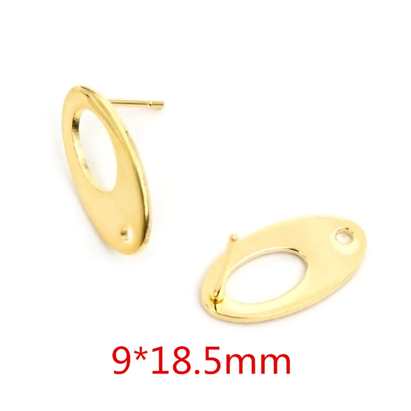 316 Stainless Steel Gold Color Geometric Earring Stud Earring Posts Connector For DIY Earrings Jewelry Making Supplies 20pcs