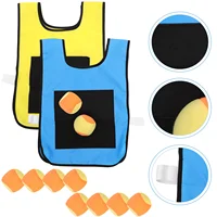 1 Set Children Sticky Ball and Vest Game Props Sticky Ball Vest Group Plaything for Home School (Red, Yellow Vest and 10 Pcs Spo 2