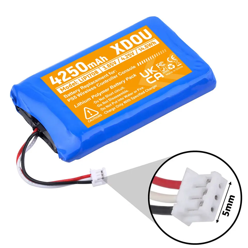XDOU Brand-New 4250mAh Rechargeable Battery For Sony PS5 LIP1708 CFI-ZCT1W DualSense Game Controllers Higher Power 6 S7aee7cb07bc14493a23f3f87b472fd56j