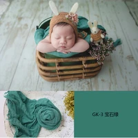 Seersucker Wrap Newborn Photography Props Soft Cotton Gauze Baby Swaddle Blanket Infant Studio Photo Basket Backdrop Accessories 6