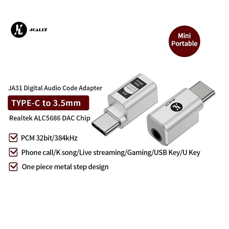 JCALLY JA31 Digital Audio Type c To 3.5mm Portable Mini Adapter