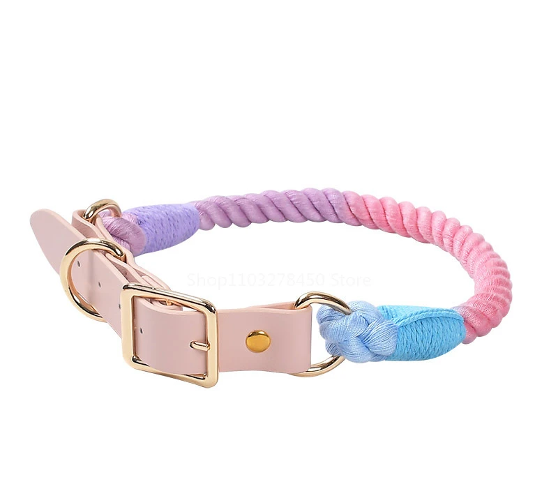 

Hand-Woven Colorful Pet Dog Dogskin Leather Collar