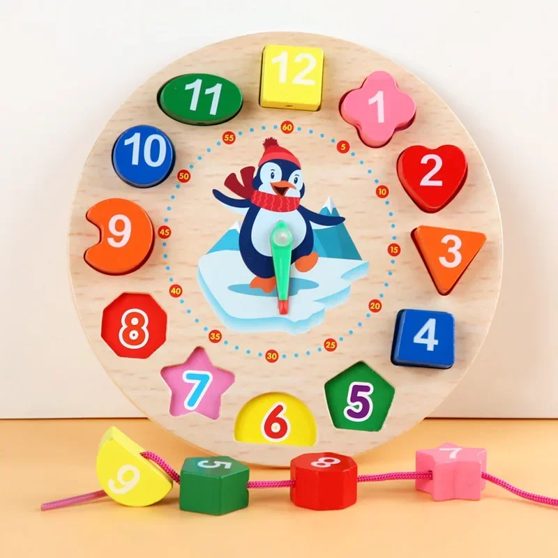 Montessori Wooden Toys for Boy Girl Gift Baby Development Games Penguin Duck Shape Wood Puzzle for Kids Educational Learning Toy 5
