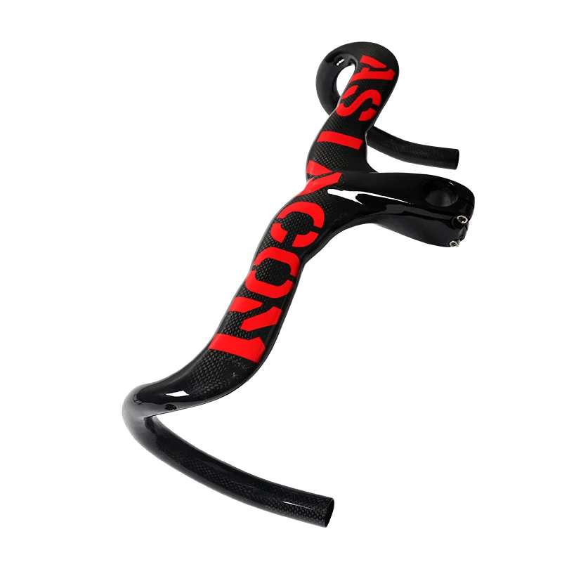 New 6 color ASIACOM compact type Road bike 3K full carbon fibre bicycle handlebar and stem integrated 400-440*90-120mm new