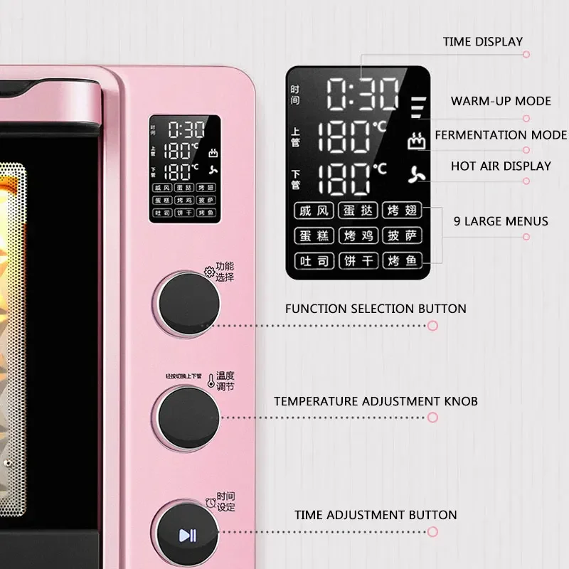 Automatic Electric Oven Household Baking Cake Bread Oven Multi-function Mini 40 Liter Toaster Toasting Machine 5