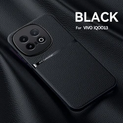 Premium Magnetic Leather Car Holder Case - Luxury Silicone Protective Back Cover for VIVO IQOO13 (Black)