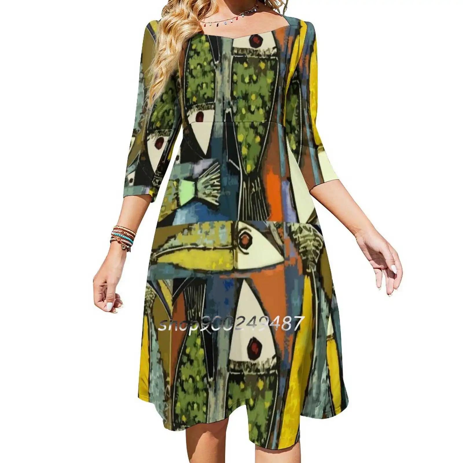Exquisite Unique Fashion Fish-Shaped Top Suspender Midi Dress