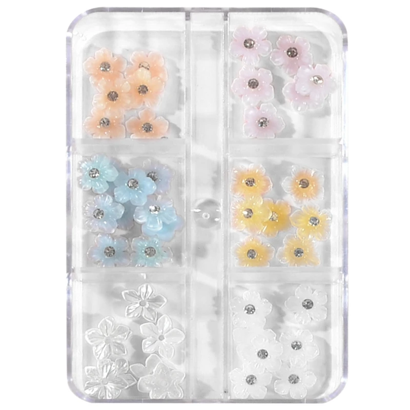 

1Box 3D Flower Nails Charm Accessories Mixed Nails Decoration Rhinestones