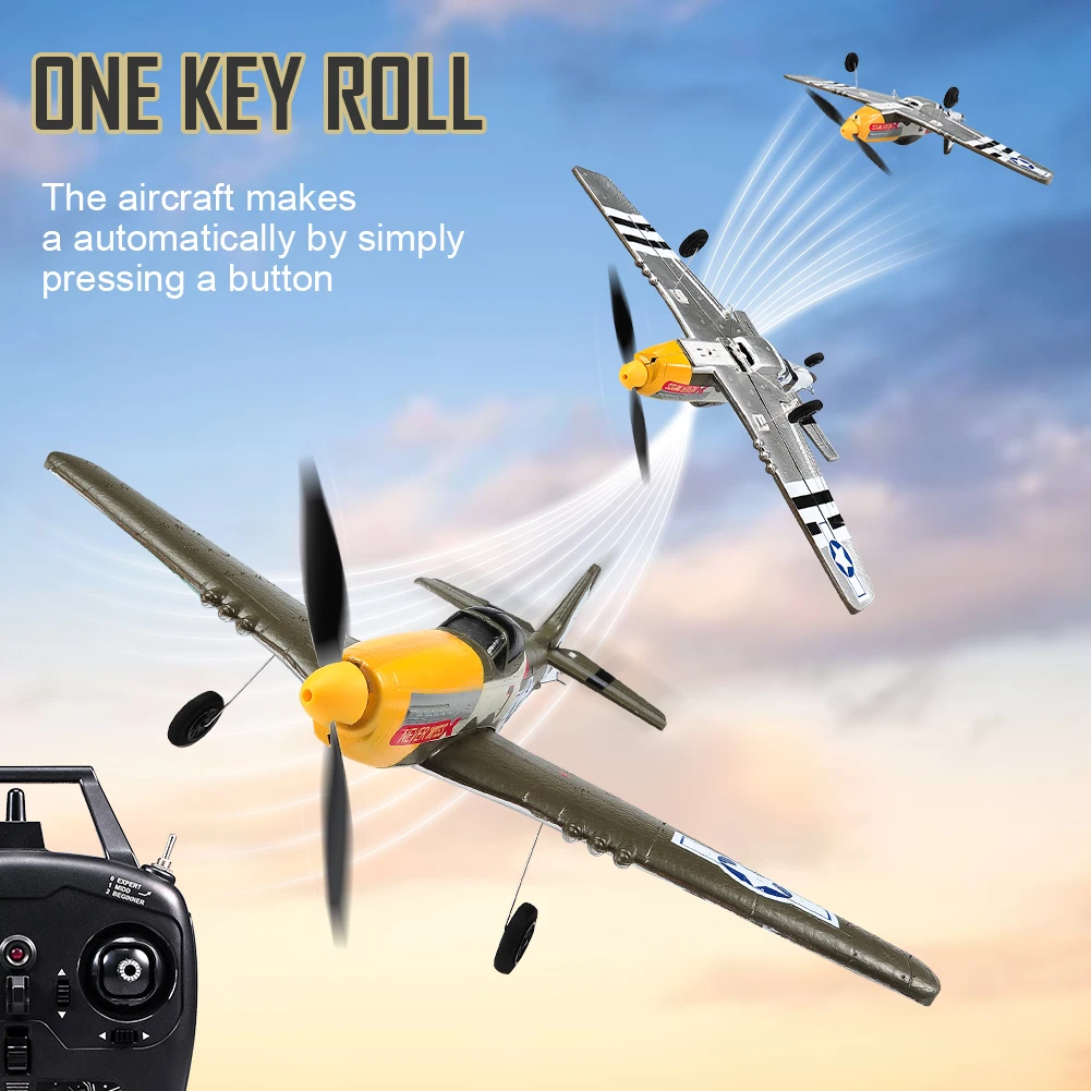 RC Plane P51 Mustang 2.4G Radio EPP Foam 4CH 6 Axis 410MM Wingspan RC Fighter One Key Aerobatic RTF Aircraft Toys 3