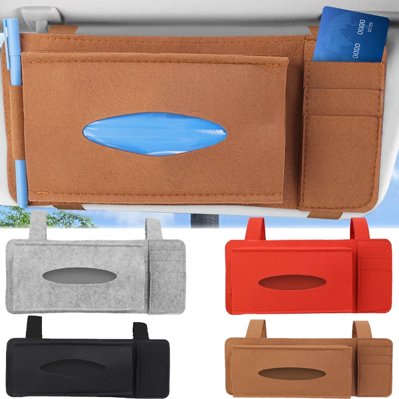 

Car Creative Tissue Box Cars Sun Visor Multifunctional Storage Bag Felt Auto Storage Tool Universal Autos Interior Accessories