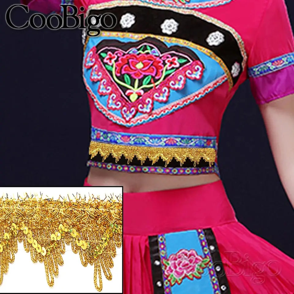 Nastro in pizzo con paillettes, 5 metri, per artigianato, costumi, sartoria, ecc., larghezza 25 mm, colore: rosso