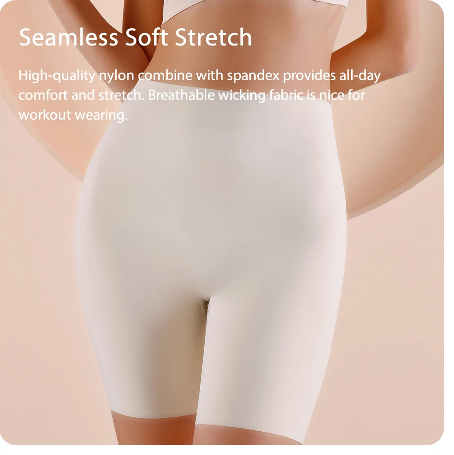 Nahtlose Hohe Taille Shorts Höschen Für Frauen Bauch-steuer Hip Fahrstuhl Eis Seide Sicherheit Hosen Sport Unterwäsche Boyshorts Boxer – Detail 8