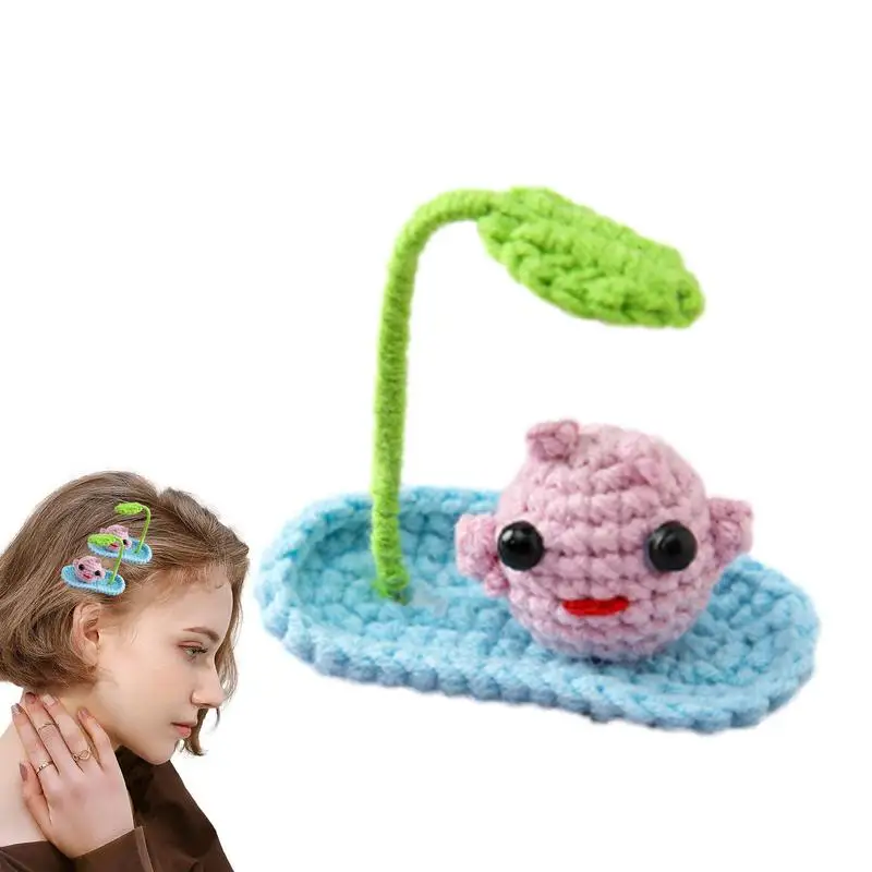 

Knitted Hair Clips Funky Hair Clips Cartoon Shelter From Rain Crochet Childlike BB Clip For School Daily Wear Reunion