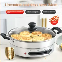220V Stainless Steel Electric Crepe Maker Household Electric Frying Pancake Pan Deepened and Enlarged Multifunctional Baking Pot 1
