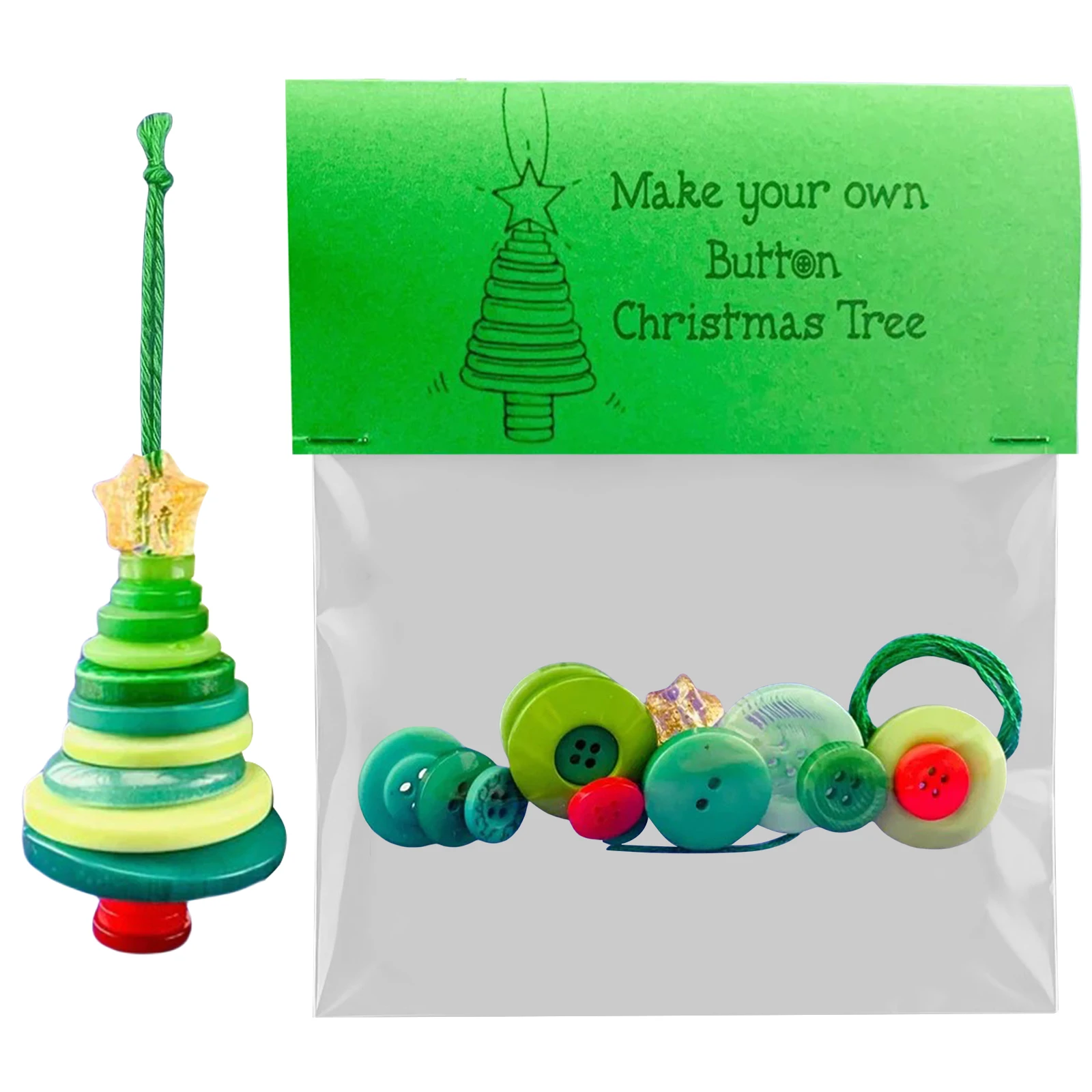 Fun Christmas Button Making Set Reusable Small Xmas Hanging Ornament Creative Button Decorations for Holiday Stocking Filler
