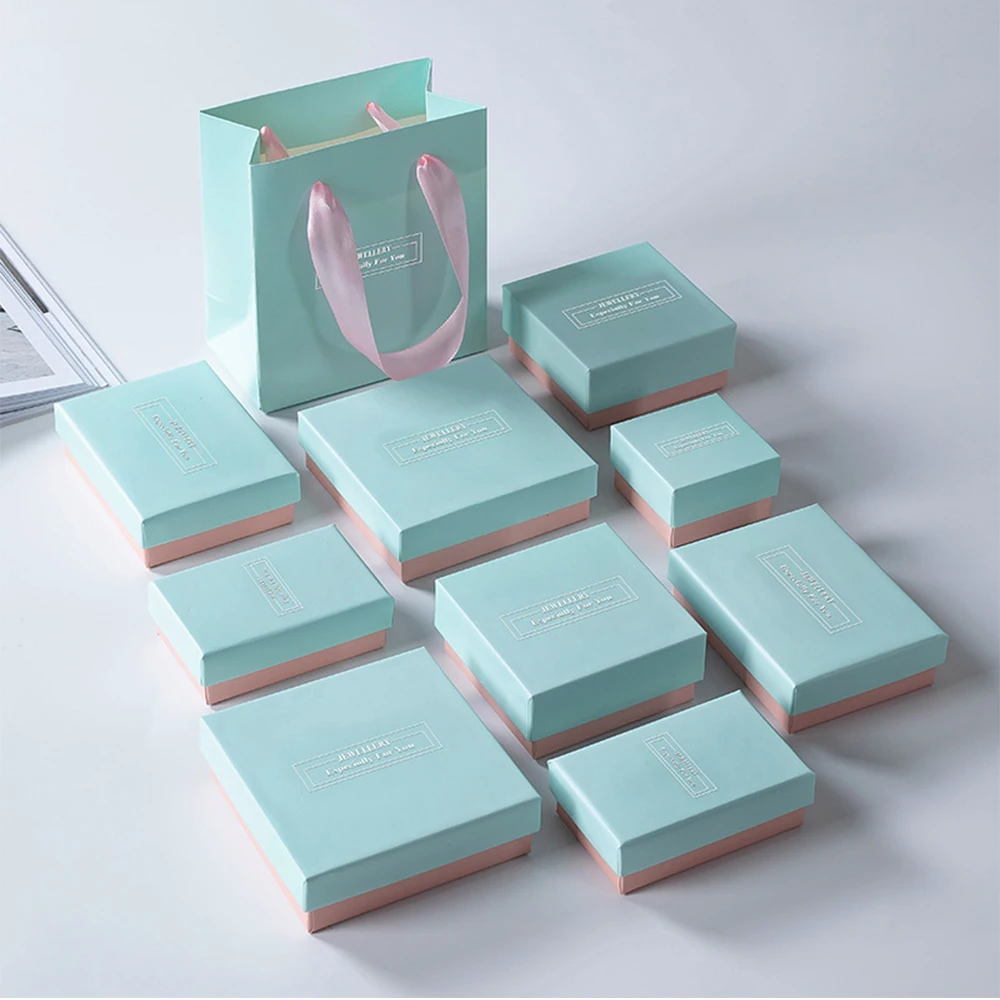 50 Bulk Luxury Cardboard Jewelry Packaging Boxes Blessing Word Best Gift Earring Ring Necklace Bracelet Jewellry Organizer Box