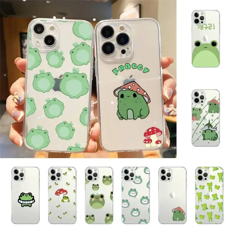 Green Funny The Frog Cute Phone Case Per Iphone 7 8 Plus X Xr Xs 11 12 13 15 Mini Mobile Iphone 14 Pro Max Case