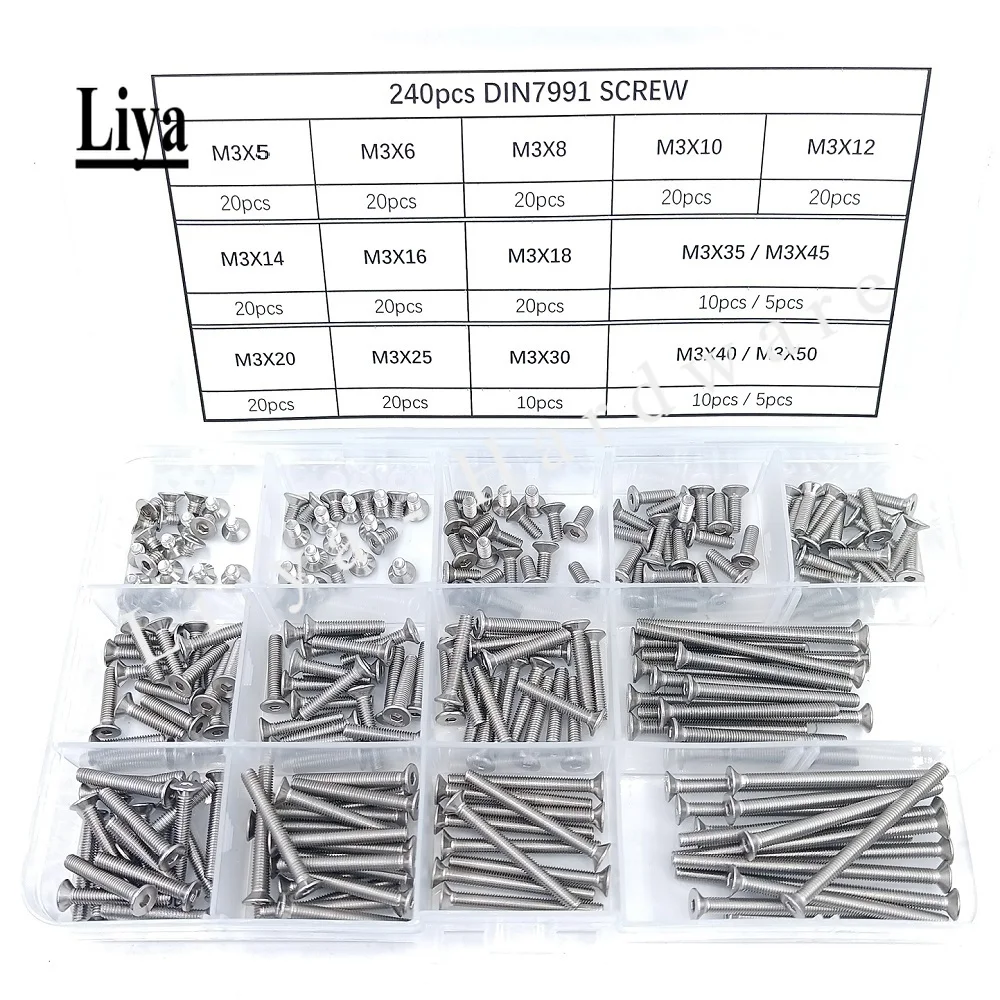 950 Pezzi Viti E Dadi Acciaio Inox - Set M2, M3, M4, M5 Con Bussole E Custodia