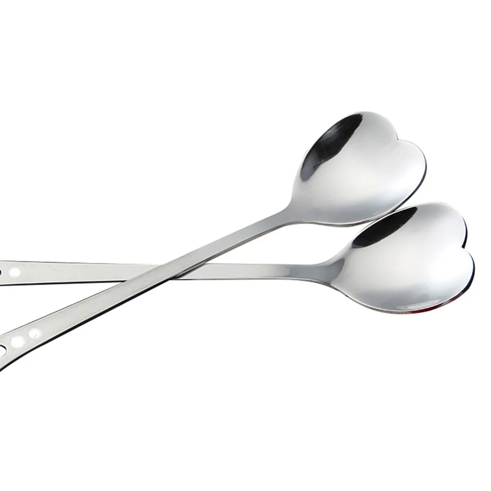 10Pcs Heart Shaped Spoons Stainless Steel Alloy Scoop Stirring Spoon Dessert Spoon Cake Sugar Kitchen Utensils