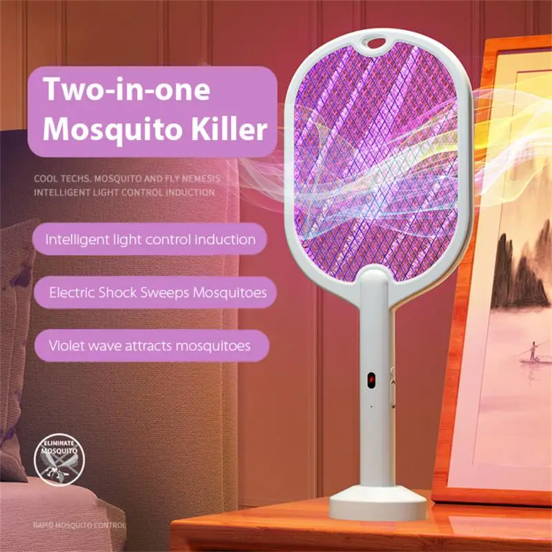 

USB Rechargeable 3500V Mosquito Zapper 2 In 1 Electric Summer Mosquito Swatter Kill Fly Bug Zapper Baby Sleep Protect Tools