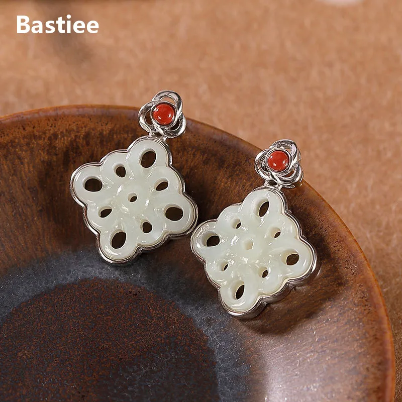 Bastiee Ethnic Hmong Luxury Jewelry S925 Sterling Silver Natural Hotan