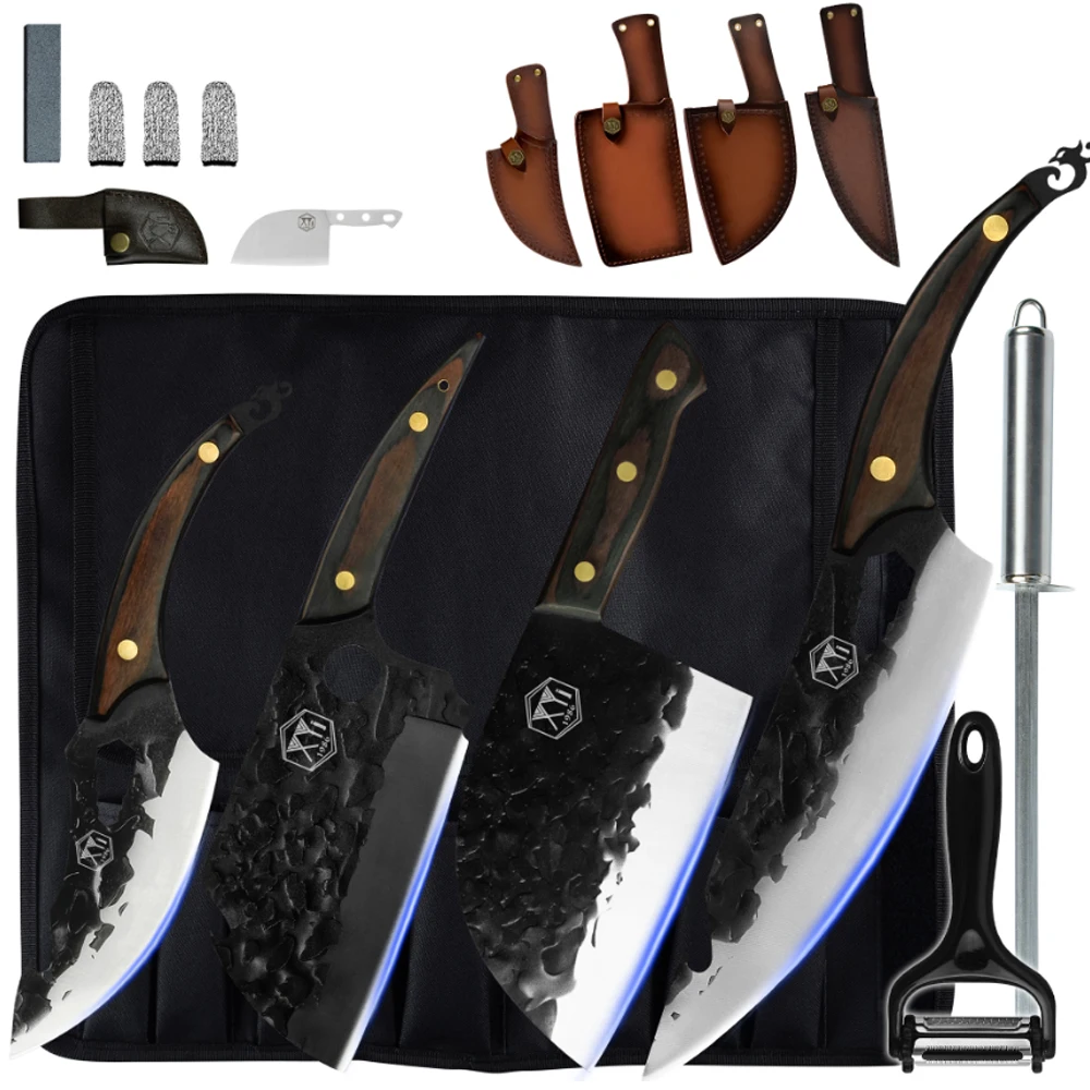 

Kitchen Knives Set High Carbon Steel Cleaver Chef Butcher Knife Tools Kit Kitchen Utensil Accessories Gift Packed Knife Kit Gift