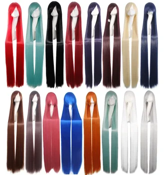 100cm Colourful Wig Long Staight Cosplay Anime Costume Party Wigs Synthetic Heat Resistant Wig 1