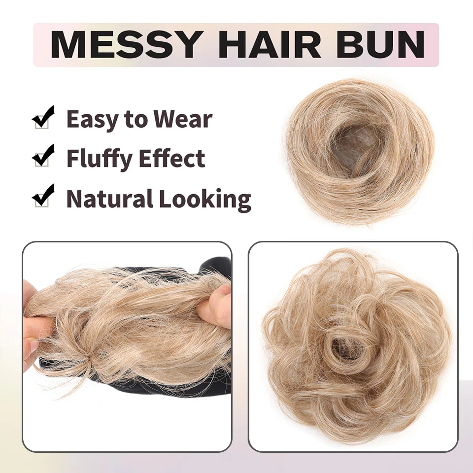 LUPU Synthetic Hair Bun Hair Extension Hairpieces Scrunchies Curly Wavy Messy Chignon For Women Hair Chignon Daily Party Wear