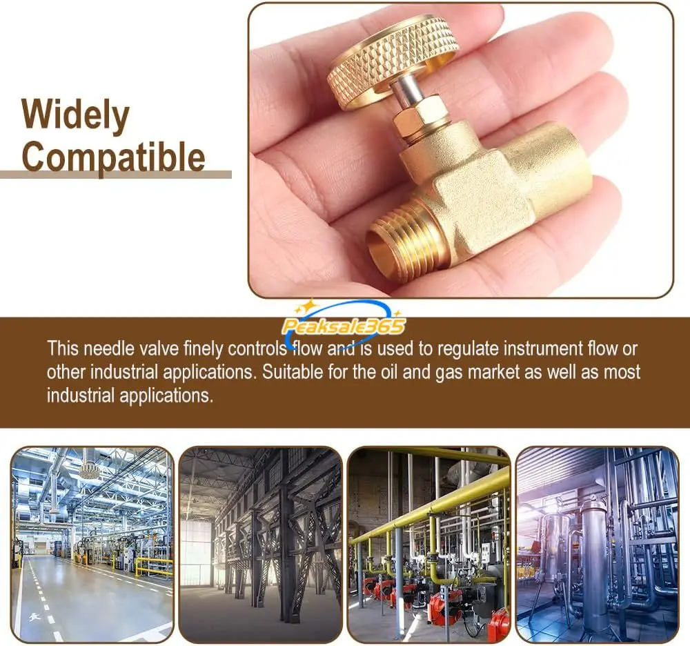 Solid Brass Needle Valve 1/4" Female NPT X 1/4" Male NPT High Pressure Propane LPG Gas Flow Butane Control Transfer Fittings 1pc