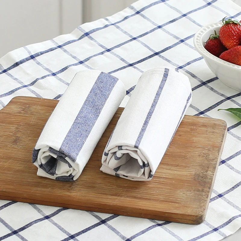 Classic Mediterranean Style Table Napkins Dinner Mat Cotton Napkin Wedding Dessert Tea Towel Kitchen Dishcloth Placemats cotton napkins